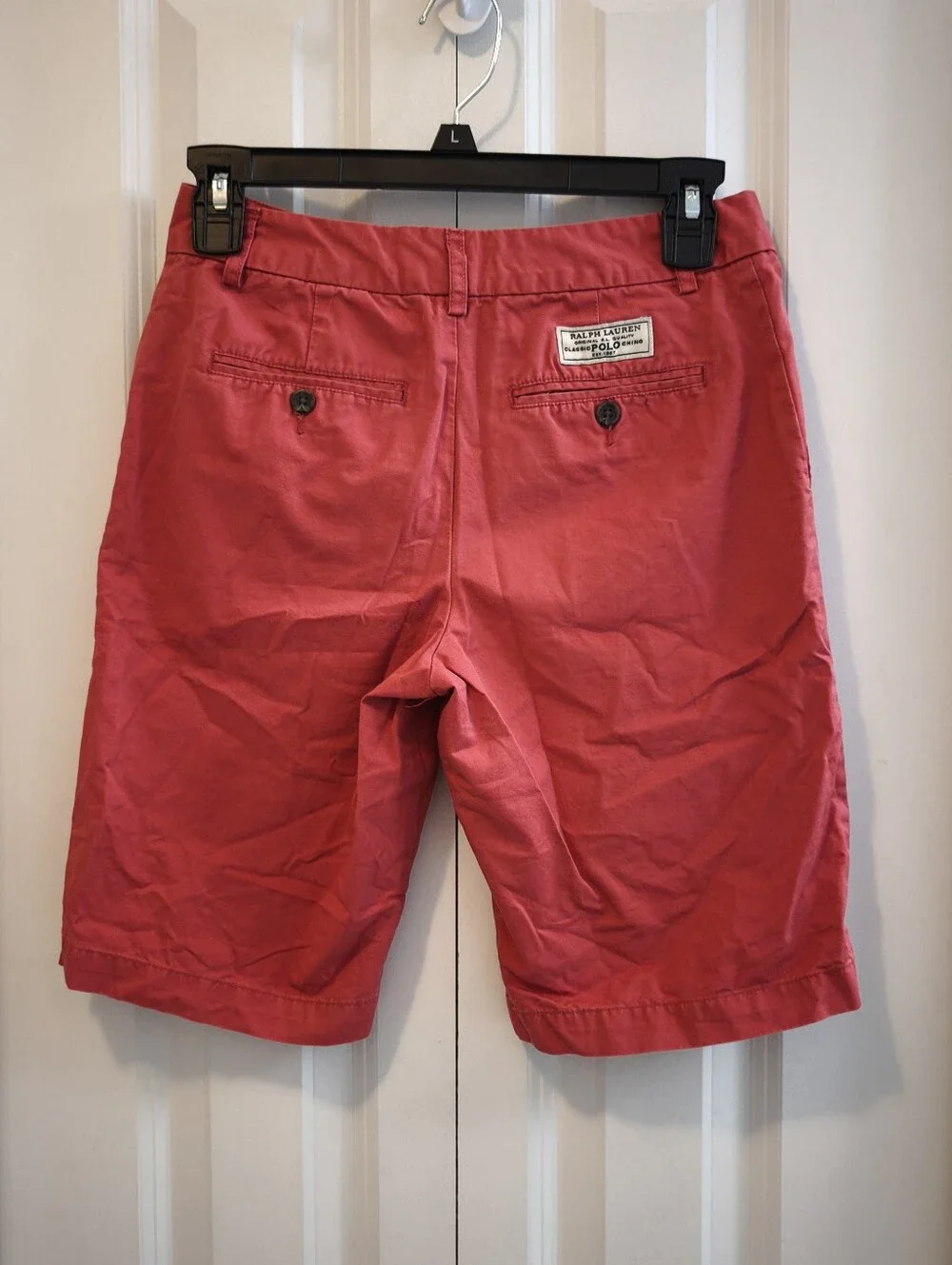 Boys Polo Ralph Lauren Red Cotton Flat Front Chino Shorts